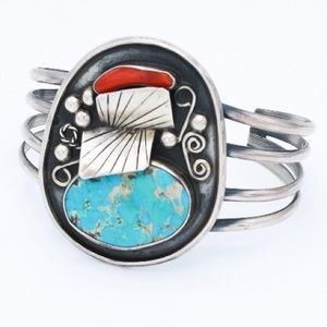 Vintage Coral and Turquoise Cuff SP116